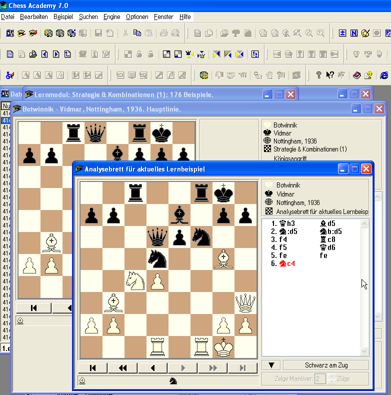 Analysis board in the tutorial program