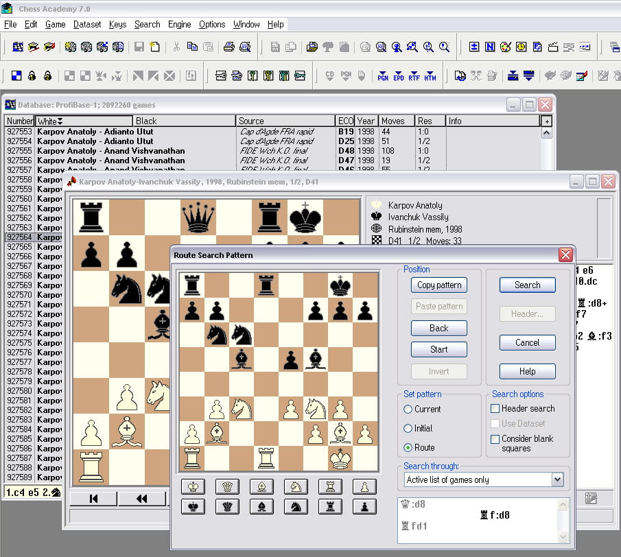Search by maneuver in the database