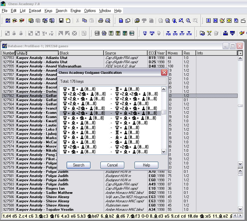 Search by material in the endgame