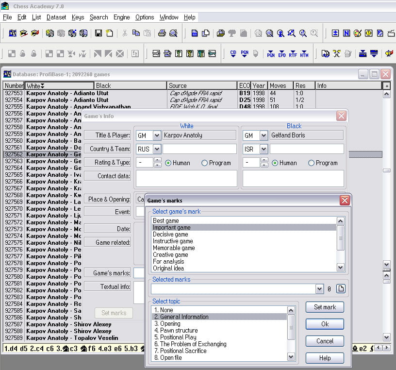 Edit comments on the game in the database