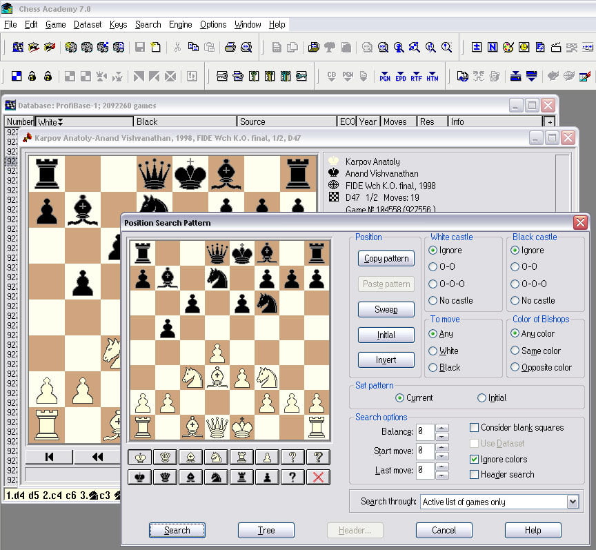 Search by positions in the database