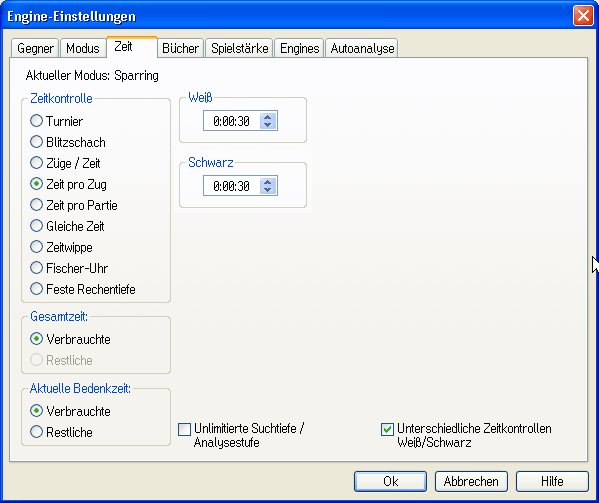chessacademy engine zeiteinstellungen zeit pro zug