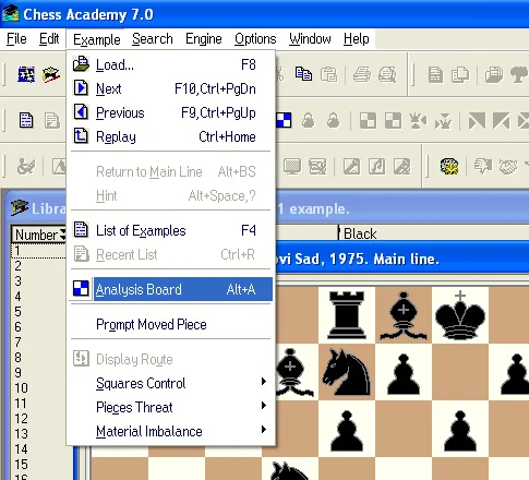 Tutorial examples 24 analysis board menu tutorial