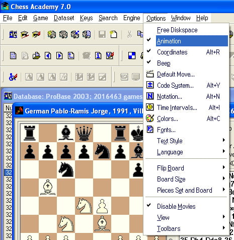 animation options menu