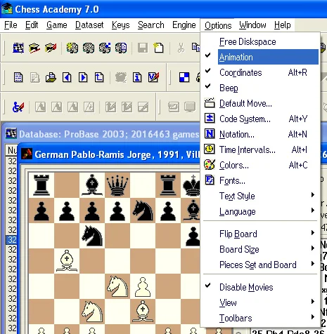 Program options 34 animation options menu