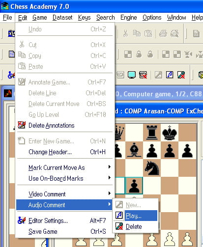 audio comment play menu