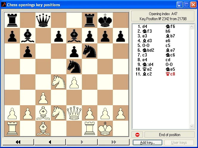 Keys in Chess Academy database program 1 chess openings key positions