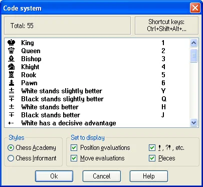Program options 4 code system dialog window