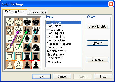 color settings 2d board