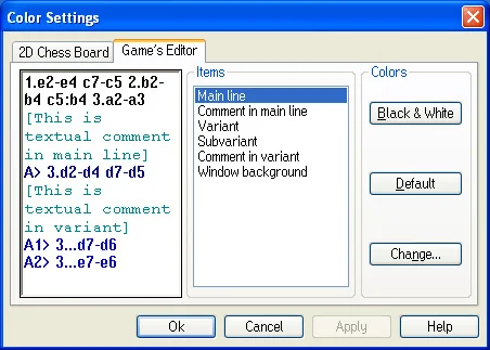 Program options 31 colors game