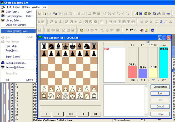 create opening book tree manager