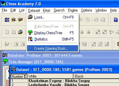 create opening books menu