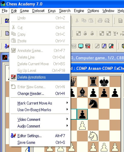 delete annotations menu