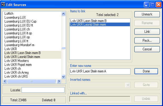 edit sources dialog window