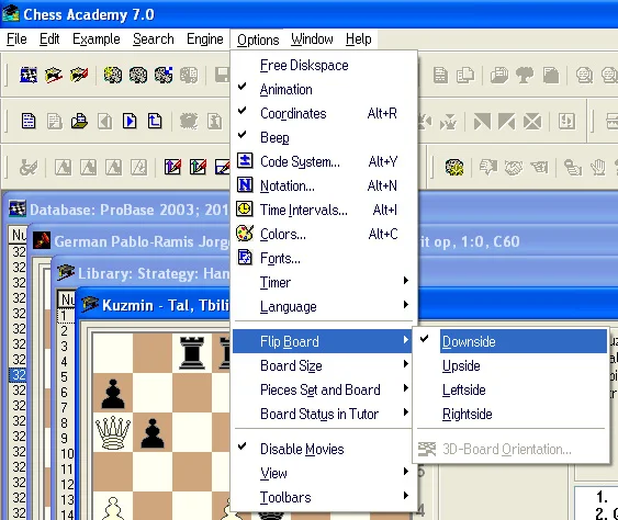 Program options 17 flip board options menu