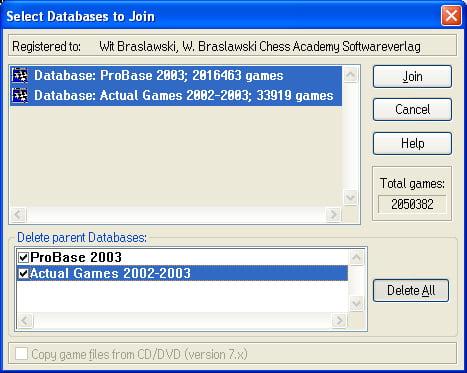 joining database dialog window