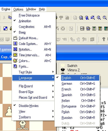 language options menu