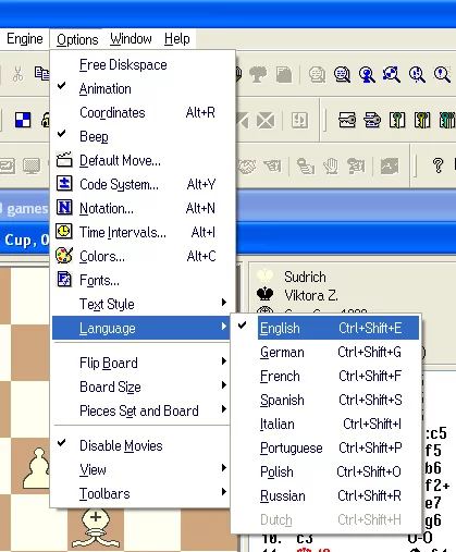 Program options 47 language options menu