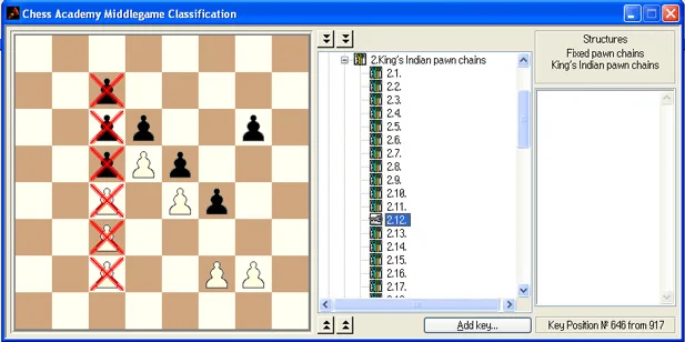Keys in Chess Academy database program 23 middlegame classification