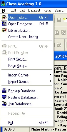 Tutorial program 6 open tutor from database program