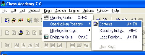 opening key positions contents menu