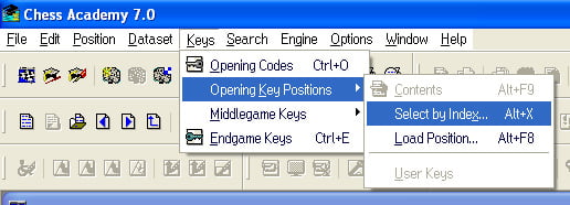 opening key positions select by index menu