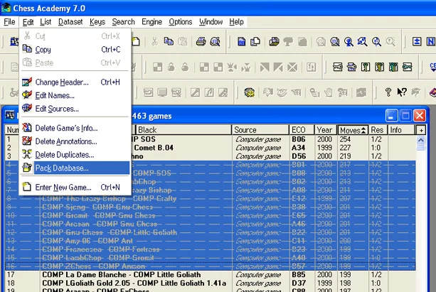 Database program 24 pack daatabases menu