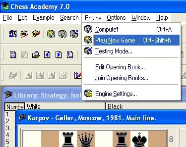 Chess Engine 3 play new game