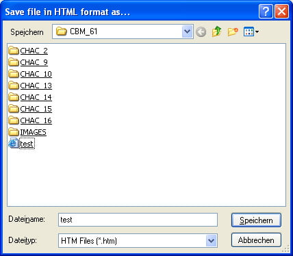 Converting options 12 save in html format dialog window