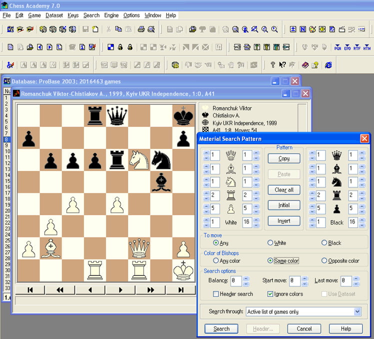 Search options 20 search by material database dialog window