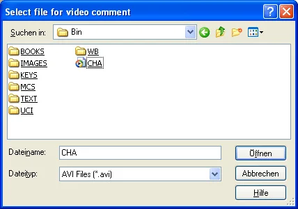Game editing 30 select avi file