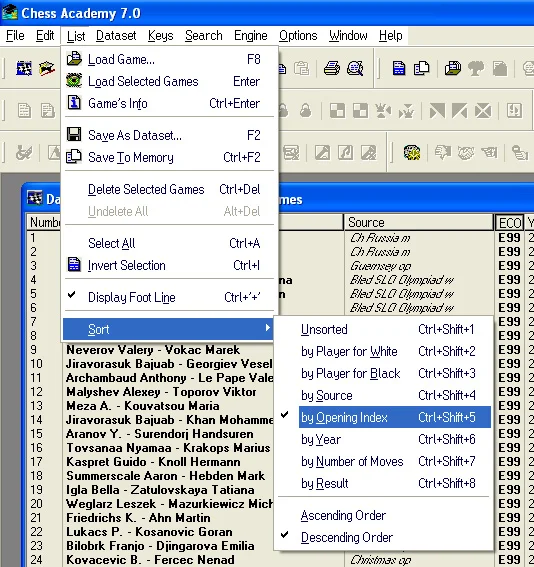Sortings 14 sort opening index menu