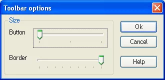 Program options 72 toolbar size dialog window
