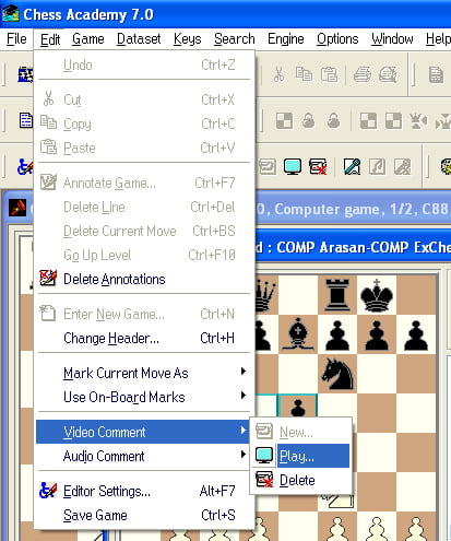video comment play option menu