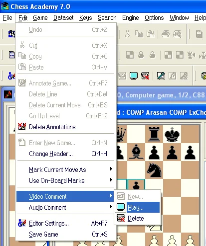 Game editing 32 video comment play option menu
