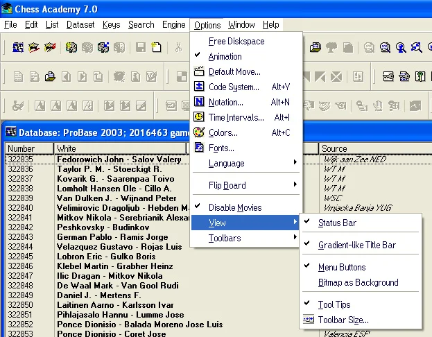 Program options 74 view options options menu
